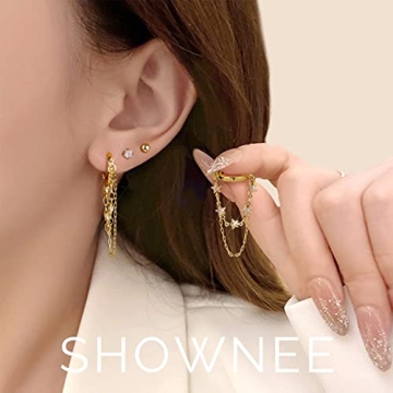 Stylish Shownee Gold Hoop Dangle Earrings for Women
