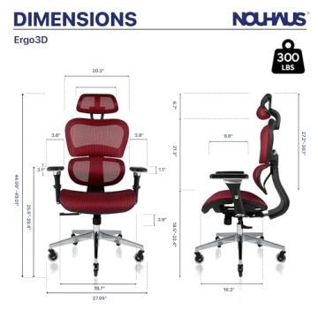 Nouhaus Ergo3D Ergonomic Office Chair for Comfort and Support