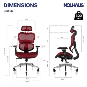 Nouhaus Ergo3D Ergonomic Office Chair for Comfort and Support