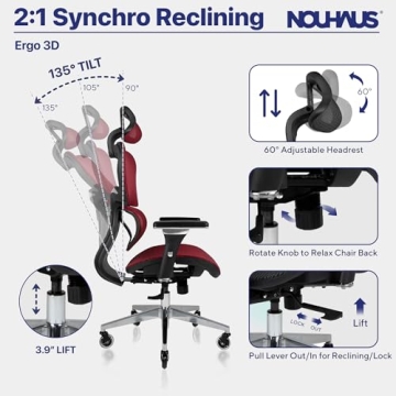 Nouhaus Ergo3D Ergonomic Office Chair for Comfort and Support
