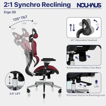 Nouhaus Ergo3D Ergonomic Office Chair for Comfort and Support
