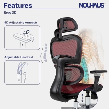 Nouhaus Ergo3D Ergonomic Office Chair for Comfort and Support