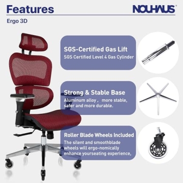 Nouhaus Ergo3D Ergonomic Office Chair for Comfort and Support
