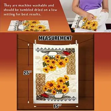 Lobyn Sunflower Kitchen Dish Towels 4 Pack Absorbent
