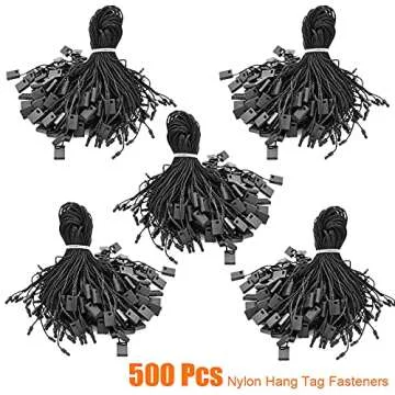 500Pcs Hang Tag Fasteners Black Nylon Snap Lock and 500Pcs 0.8 Inch Black Metal Ground Pins Clothes Tag Pins for Crafting and DIY