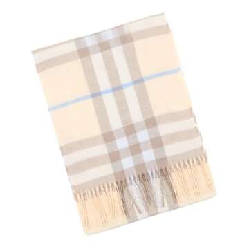 vimate Beige Brown Plaid Scarf, Womens Warm Winter Infinity Scarves Set Blanket Scarf(US-Beige Brown Plaid)