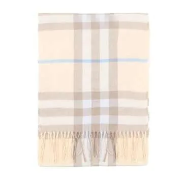 vimate Beige Brown Plaid Scarf, Womens Warm Winter Infinity Scarves Set Blanket Scarf(US-Beige Brown Plaid)