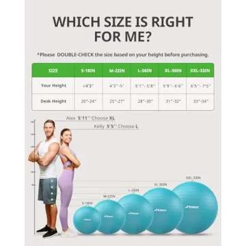 Trideer Yoga Ball Exercise Ball for Working Out, 5 Sizes Gym Ball, Birthing Ball for Pregnancy, Swiss Ball for Physical Therapy, Balance, Stability, Fitness, Office Ball Chair, Quick Pump Included