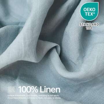 Simple&Opulence 100% Linen Sheets California King Size Set, 4 Pcs Natural French Linen Bed Sheets, B...