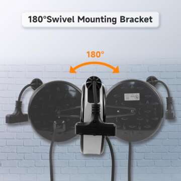 EP 30 Ft Retractable Extension Cord Reel, 16/3 SJTW Power Cord with 3 Electrical Outlets, Ceiling or Wall Mount, 10 Amp Circuit Breaker, Metal Plate, UL Listed, Gray