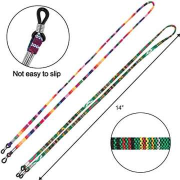EAONE 10 Pieces Colorful Eyeglasses Holders Around Neck, Adjustable Sport Straps