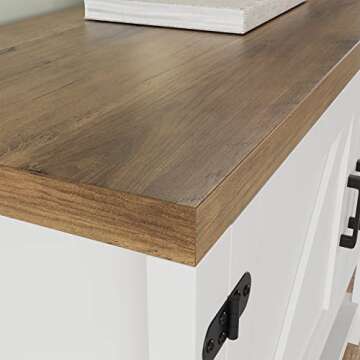 HOSTACK Console Sofa Table with 2 Cabinets, Narrow Farmhouse Table with Storage Shelf, Buffet Sideboard for Kitchen, Entry Way, Foyer, Dining Room, White/Rustic Brown