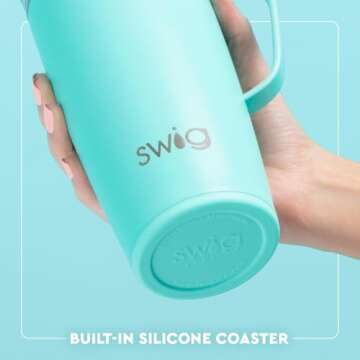 Swig Life 22oz Travel Mug, Insulated Tumbler with Handle and Lid, Cup Holder Friendly, Dishwasher Safe, Stainless Steel, Travel Coffee Cup, Insulated Mug with Lid (Cherry Pie)