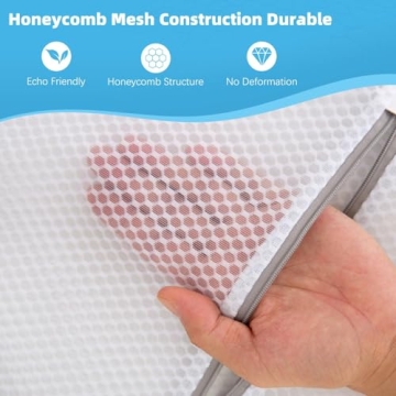 Honeycomb Mesh Laundry Bags for Delicates - 12x16 Inches Medium Washing Bags for Bras, Lingerie, Soc...