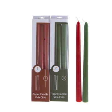 Mega 6 pcs Unscented Green Red Taper Candles - Perfect for Celebrations