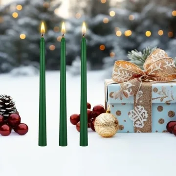 Mega 6 pcs Unscented Green Red Taper Candles - Perfect for Celebrations