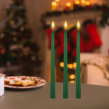 Mega 6 pcs Unscented Green Red Taper Candles - Perfect for Celebrations