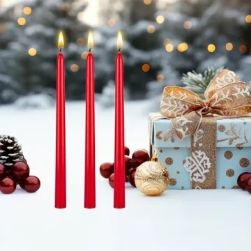 Mega 6 pcs Unscented Green Red Taper Candles - Perfect for Celebrations