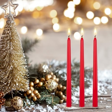 Mega 6 pcs Unscented Green Red Taper Candles - Perfect for Celebrations