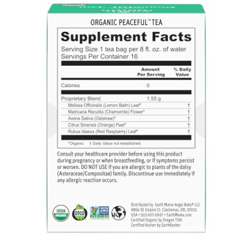 Earth Mama Organic Peaceful Tea for Calming Relaxation