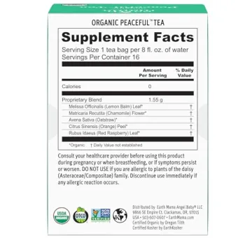 Earth Mama Organic Peaceful Tea for Calming Relaxation