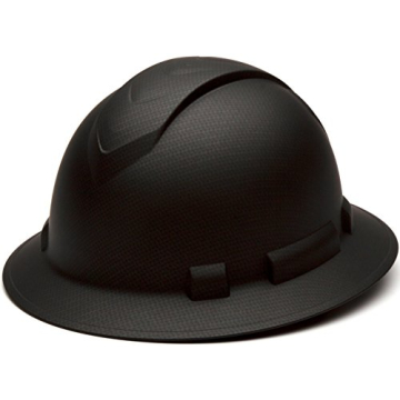 Pyramex Safety Ridgeline Full Brim Hard Hat - Matte Black Graphite, 4-Point Ratchet