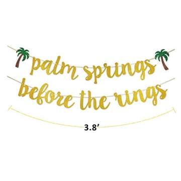 Palm Springs Before the Rings Banner Sign Garland Pre-strung for Destination Bachelorette Party Bridal Shower Decorations