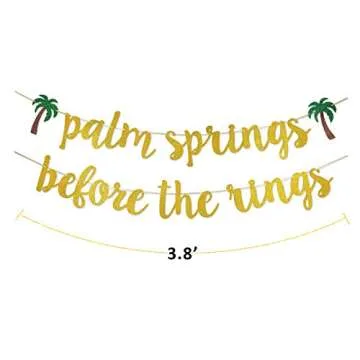 Palm Springs Before the Rings Banner Sign Garland Pre-strung for Destination Bachelorette Party Bridal Shower Decorations
