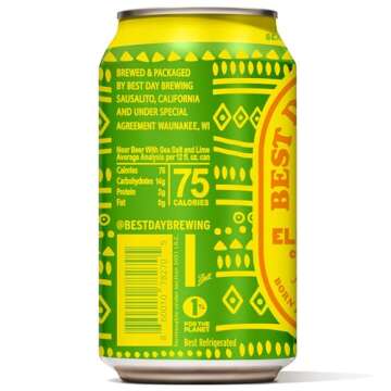 Best Day Brewing Non-Alcoholic Craft Beer - Electro-Lime 12 Pack (12 Fl Oz Cans) - Full Flavor, Low-...