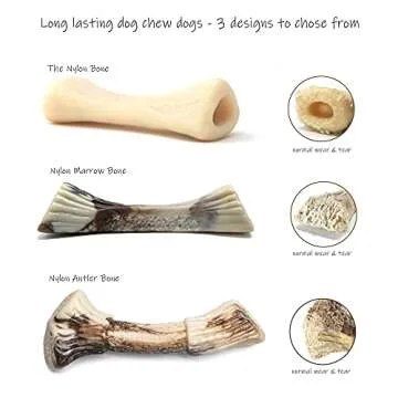 PETSLA Durable Nylon Dog Chew Toys for Aggressive Chewers - Indestructible Antler Shaped Toy, 7.16 i...