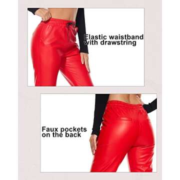Stylish Tagoo Faux Leather Pants for Women with Pockets