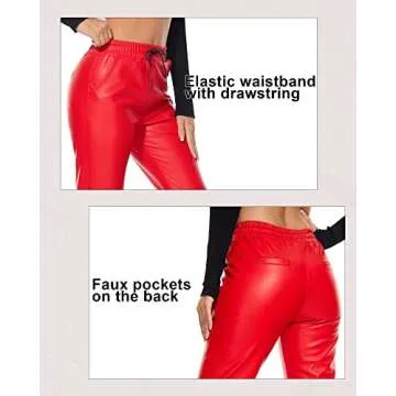 Stylish Tagoo Faux Leather Pants for Women with Pockets