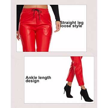 Stylish Tagoo Faux Leather Pants for Women with Pockets