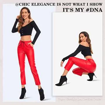 Stylish Tagoo Faux Leather Pants for Women with Pockets