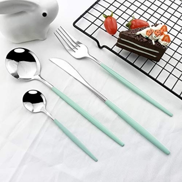 JASHII Mint Green Flatware Set 24-Piece for Elegant Dining