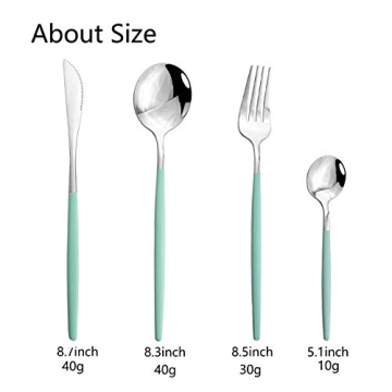 JASHII Mint Green Flatware Set 24-Piece for Elegant Dining