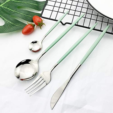 JASHII Mint Green Flatware Set 24-Piece for Elegant Dining