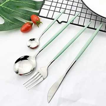 JASHII Mint Green Flatware Set 24-Piece for Elegant Dining