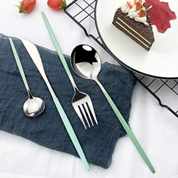 JASHII Mint Green Flatware Set 24-Piece for Elegant Dining