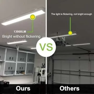 2 Pack 4FT LED Shop Light Linkable, 120W 13000lm(400w Equivalent), 5000K Utility Shop Lights for Garages, Workshops, Basements, Hanging or FlushMount, with Power Cord and Pull Chain, ETL