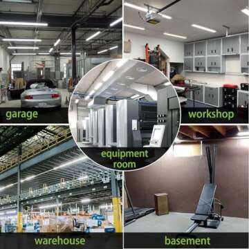 2 Pack 4FT LED Shop Light Linkable, 120W 13000lm(400w Equivalent), 5000K Utility Shop Lights for Garages, Workshops, Basements, Hanging or FlushMount, with Power Cord and Pull Chain, ETL