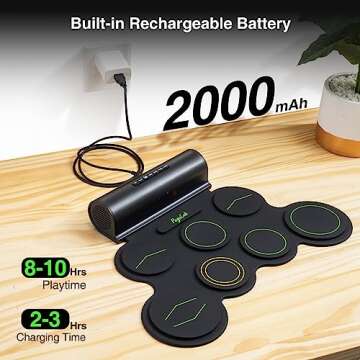 POGOLAB Portable Electric Drum Set with Bluetooth and MIDI