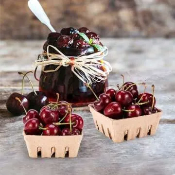 PARBEE 60 Pack Pulp Fiber Berry Basket, Molded Containers Vented for Strawberry Blueberry Raspberry Grape Cherry, Small Farmer Market Produce Basket Containers