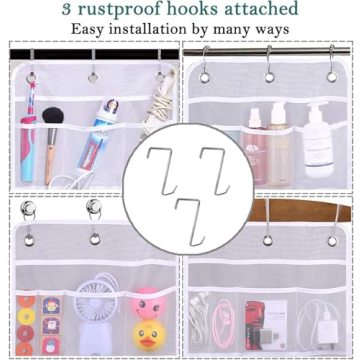 MISSLO Hanging Mesh Shower Organizer with Hooks for Efficiency