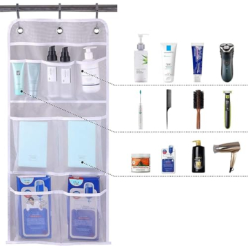 MISSLO Hanging Mesh Shower Organizer with Hooks for Efficiency