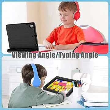AVAWO Kids Case for iPad 10.2" 9th & 8th & 7th Generation, iPad 10.2 2021/2020/2019 Case with Built-in Screen Protector, Light Weight Shock Proof Handle Stand Friendly Cover for iPad 10.2" - Black