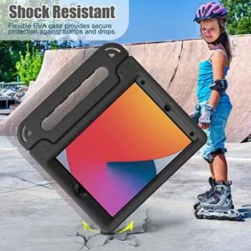 AVAWO Kids Case for iPad 10.2" 9th & 8th & 7th Generation, iPad 10.2 2021/2020/2019 Case with Built-in Screen Protector, Light Weight Shock Proof Handle Stand Friendly Cover for iPad 10.2" - Black