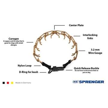 Herm Sprenger Curogan Dog Training Collar with Quick Release Buckle Ultra-Plus Pet Rounded Links Col...