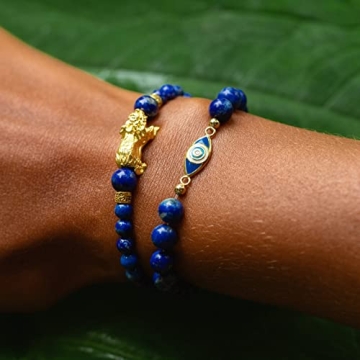 Stylish Lapis Lazuli Evil Eye Charm Bracelet for Her