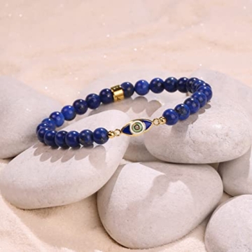 Stylish Lapis Lazuli Evil Eye Charm Bracelet for Her